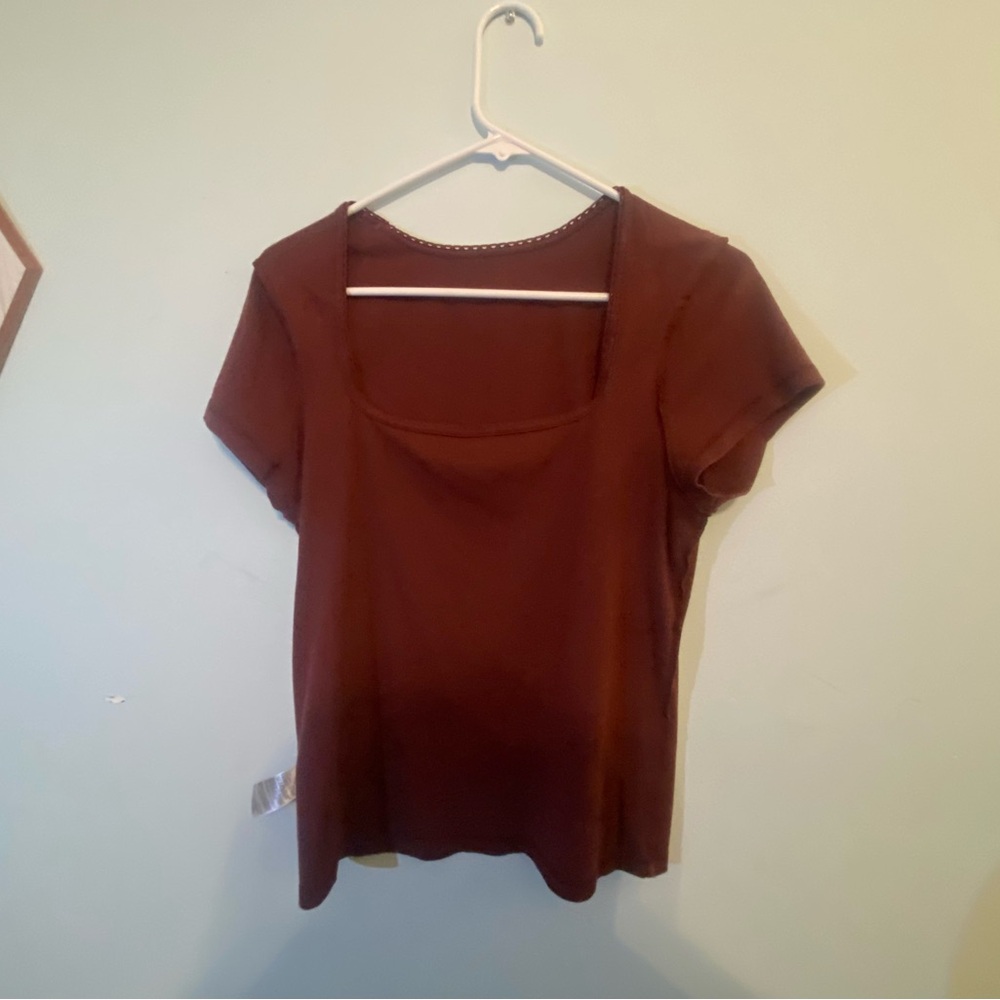 SHEIN Red Fitted Short Sleeve Blouse